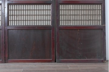 アンティーク建具　明治から大正期　赤みを帯びた木枠が味わい深い障子帯戸4枚セット　(R-091267)