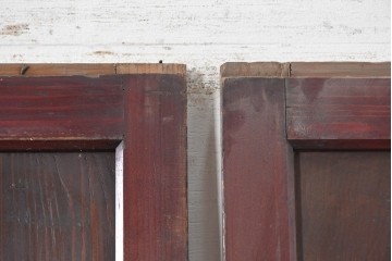 アンティーク建具　明治から大正期　赤みを帯びた木枠が味わい深い障子帯戸4枚セット　(R-091267)