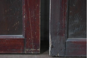 アンティーク建具　明治から大正期　赤みを帯びた木枠が味わい深い障子帯戸4枚セット　(R-091267)