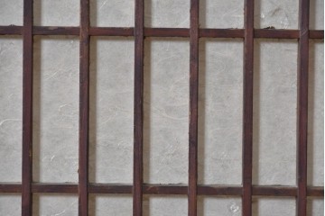 アンティーク建具　明治から大正期　赤みを帯びた木枠が味わい深い障子帯戸4枚セット　(R-091267)