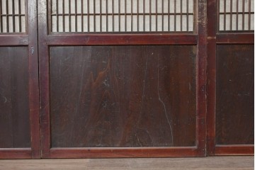 アンティーク建具　明治から大正期　赤みを帯びた木枠が味わい深い障子帯戸4枚セット　(R-091267)