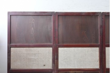 アンティーク建具　明治から大正期　赤みを帯びた木枠が味わい深い障子帯戸4枚セット　(R-091267)