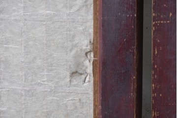 アンティーク建具　明治から大正期　赤みを帯びた木枠が味わい深い障子帯戸4枚セット　(R-091267)