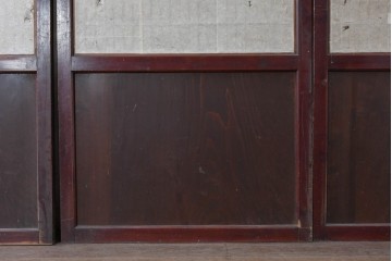 アンティーク建具　明治から大正期　赤みを帯びた木枠が味わい深い障子帯戸4枚セット　(R-091267)