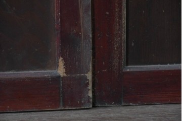 アンティーク建具　明治から大正期　赤みを帯びた木枠が味わい深い障子帯戸4枚セット　(R-091267)