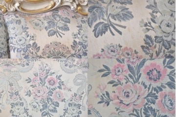 中古　イタリア高級家具　ロココ調　SILIK(シリック)　花柄の張地と華麗な彫刻が映える3人掛けソファ　(R-091268)
