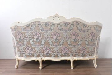 中古　イタリア高級家具　ロココ調　SILIK(シリック)　花柄の張地と華麗な彫刻が映える3人掛けソファ　(R-091268)