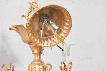 中古　イタリア製　F.B.A.I.(Fonderia Bronzi Artistici Italia)　Tiche(ティケ)　天使絵とブルー・ゴールドの装飾を備えた6灯シャンデリア　定価推定約160万円　(R-091272)