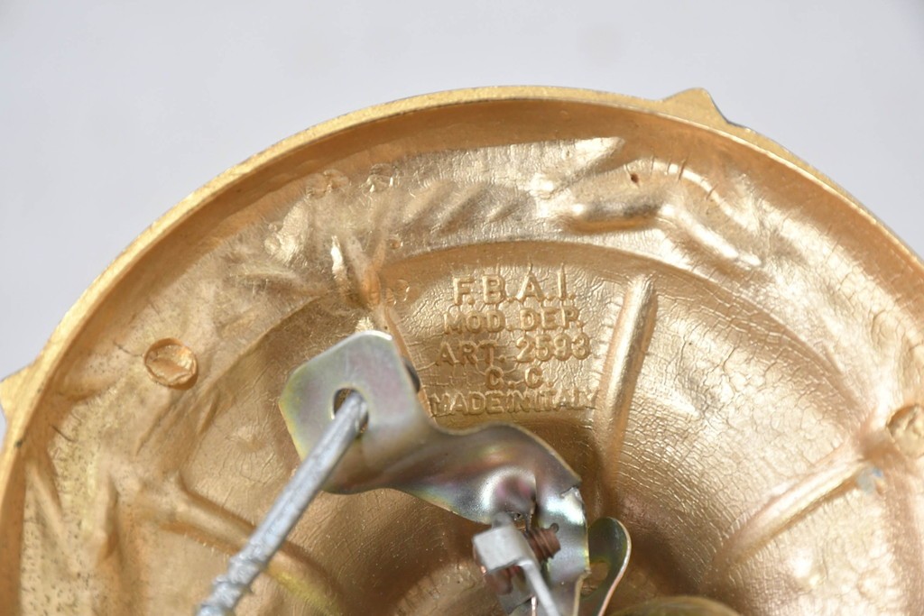 中古　イタリア製　F.B.A.I.(Fonderia Bronzi Artistici Italia)　鮮やかなブルーと華麗な花模様が目を引く6灯シャンデリア　定価推定約100万円〜125万円前後　(R-091273)