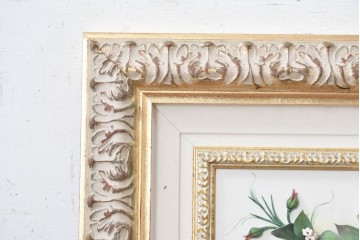 中古　美品　イタリア製　カポディモンテ(CAPODIMONTE)　半立体の陶花が美しい壁掛け額装レリーフ　(R-091283)