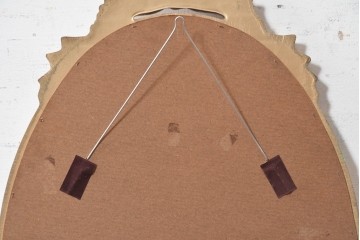 中古　美品　イタリアンデザイン　アンティーク調　アカンサスの装飾が華やかなオーバル型ウォールミラー　(R-091286)