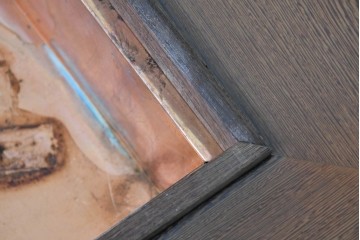 和製ヴィンテージ　鉄刀木(タガヤサン)　内部銅製　関西火鉢　美しい木目を楽しむ囲炉裏テーブル　(R-091289)