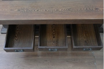 和製ヴィンテージ　鉄刀木(タガヤサン)　内部銅製　関西火鉢　美しい木目を楽しむ囲炉裏テーブル　(R-091289)