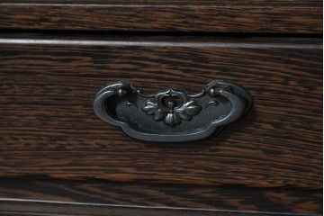 和製ヴィンテージ　鉄刀木(タガヤサン)　内部銅製　関西火鉢　美しい木目を楽しむ囲炉裏テーブル　(R-091289)