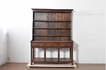 イギリスアンティーク　1800年から1830年頃　約200年前の希少品!!　オーク材　重厚な雰囲気漂うカップボード　(R-091292)