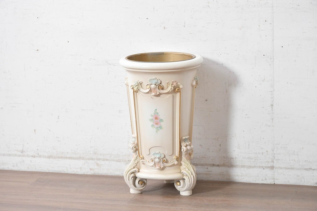 中古　イタリア高級家具　SILIK(シリック)　植物のレリーフ装飾が華やかな傘立て　定価約46万円　(R-091296)