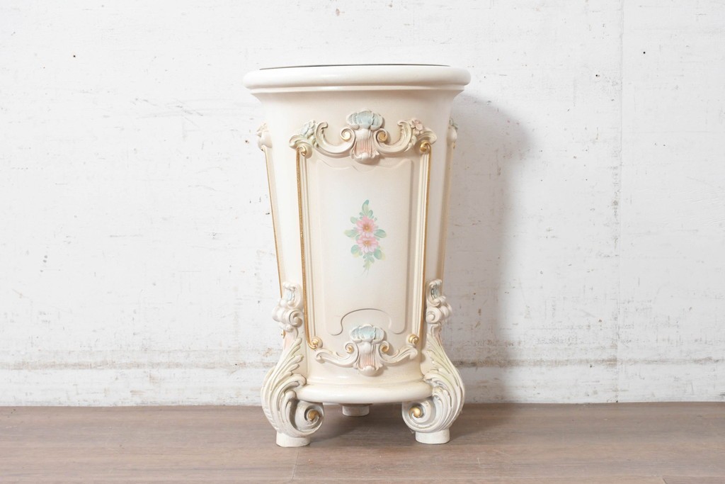 中古　イタリア高級家具　SILIK(シリック)　植物のレリーフ装飾が華やかな傘立て　定価約46万円　(R-091296)