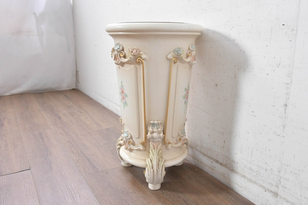 中古　イタリア高級家具　SILIK(シリック)　植物のレリーフ装飾が華やかな傘立て　定価約46万円　(R-091296)
