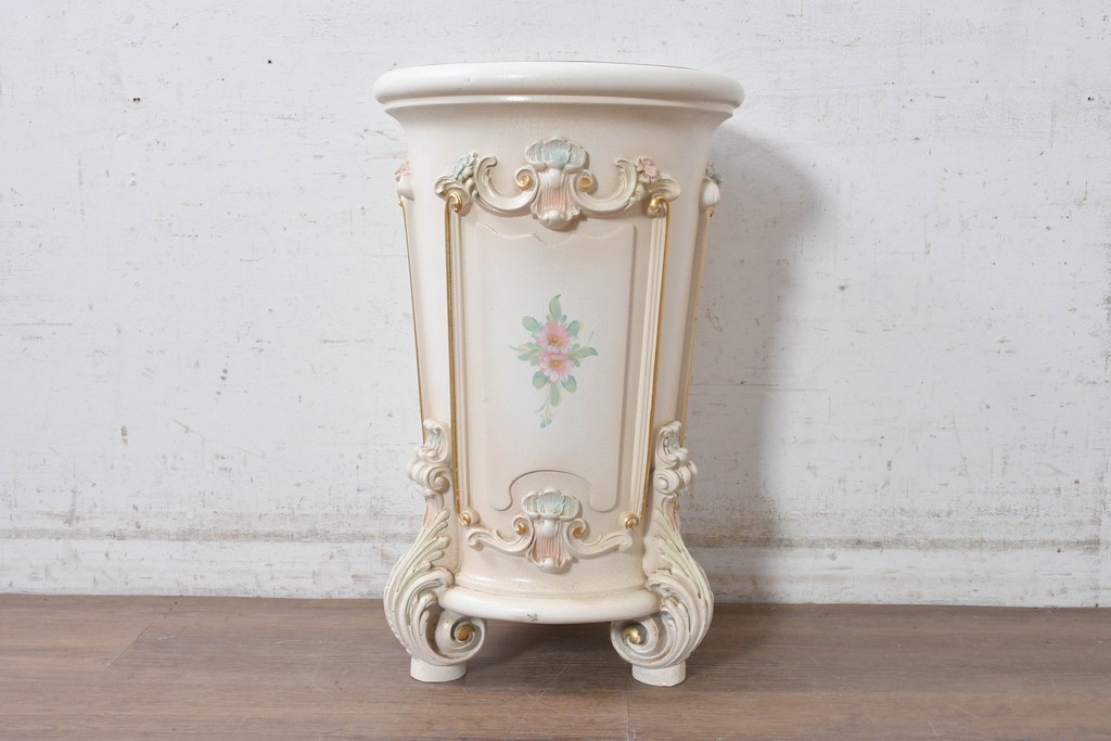 中古　イタリア高級家具　SILIK(シリック)　植物のレリーフ装飾が華やかな傘立て　定価約46万円　(R-091296)