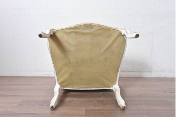 中古　アンティーク調　淡いイエローの張地とゴールドの装飾が華やかなチェア　(R-091299)