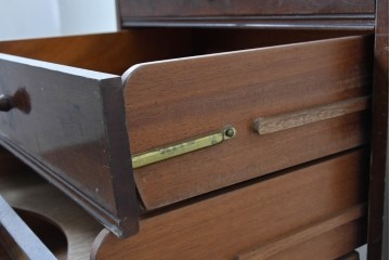 イギリスアンティーク　1920年から1930年頃　マホガニー材　5段の収納とキャスター脚を備えたクラシカルなレコードケース　(R-091311)