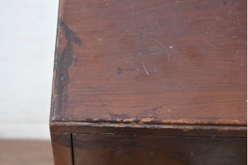 イギリスアンティーク　1920年から1930年頃　マホガニー材　5段の収納とキャスター脚を備えたクラシカルなレコードケース　(R-091311)