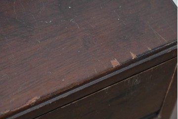 イギリスアンティーク　1920年から1930年頃　マホガニー材　5段の収納とキャスター脚を備えたクラシカルなレコードケース　(R-091311)