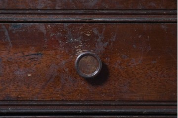 イギリスアンティーク　1920年から1930年頃　マホガニー材　5段の収納とキャスター脚を備えたクラシカルなレコードケース　(R-091311)