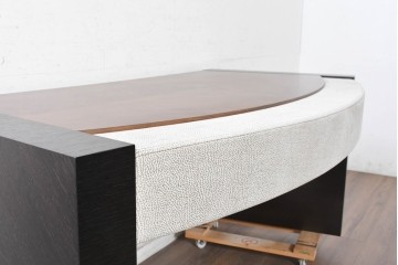 中古　イタリア製　超美品　SMANIA(ズマーニア)　CHIC(シック)　スライド式レザー天板付きデスク　定価約270万円　(R-091316)