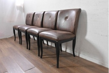 中古　SMANA(ズマーニア)　ブラウンのクロコダイル調張地がお洒落なダイニングチェア4脚セット　定価(4脚合計)約136万円　(R-091325)