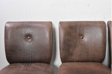 中古　SMANA(ズマーニア)　ブラウンのクロコダイル調張地がお洒落なダイニングチェア4脚セット　定価(4脚合計)約136万円　(R-091325)