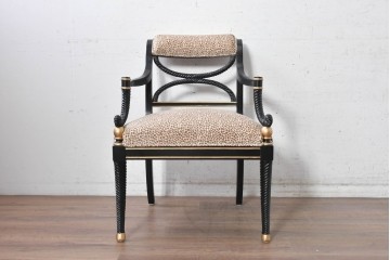 中古　美品　アメリカ最高級ブランド　CENTURY(センチュリー)　ロープツイスト装飾とアンテロープ柄が印象的なサロンチェア　定価約100万円　(R-091326)