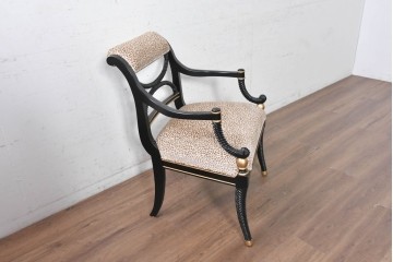 中古　美品　アメリカ最高級ブランド　CENTURY(センチュリー)　ロープツイスト装飾とアンテロープ柄が印象的なサロンチェア　定価約100万円　(R-091326)