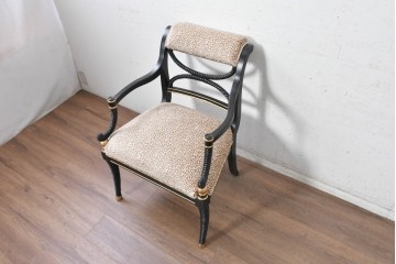 中古　美品　アメリカ最高級ブランド　CENTURY(センチュリー)　ロープツイスト装飾とアンテロープ柄が印象的なサロンチェア　定価約100万円　(R-091326)