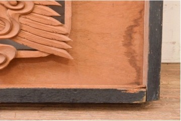 ヴィンテージ建具　昭和中期　井波彫刻　慶一作　千羽鶴の意匠が目を惹く両面彫刻欄間1枚　(R-091327)