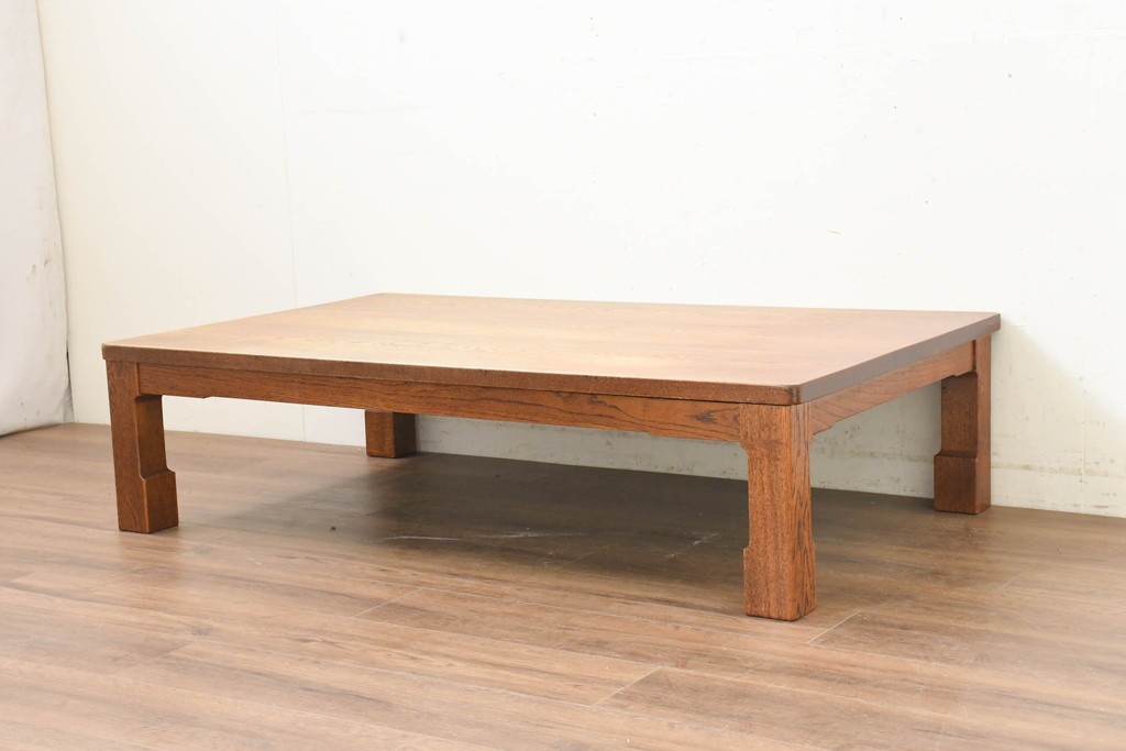 中古　Oak Village(オークヴィレッジ)　ナラ無垢材　豊かな木目を楽しめるシンプルな座卓　(R-091331)