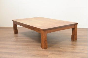 中古　Oak Village(オークヴィレッジ)　ナラ無垢材　豊かな木目を楽しめるシンプルな座卓　(R-091331)