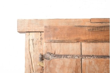 アジアンアンティーク建具　1900年頃　インド　チーク材　サンバースト文様を随所に配した重厚な枠付き両開き門扉2枚(1対)セット　(R-091337)