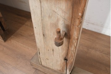 アジアンアンティーク建具　1900年頃　インド　チーク材　サンバースト文様を随所に配した重厚な枠付き両開き門扉2枚(1対)セット　(R-091337)