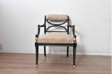 中古　美品　アメリカ最高級ブランド　CENTURY(センチュリー)　ロープツイスト装飾とアンテロープ柄が印象的なサロンチェア　定価約100万円　(R-091343)