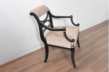 中古　美品　アメリカ最高級ブランド　CENTURY(センチュリー)　ロープツイスト装飾とアンテロープ柄が印象的なサロンチェア　定価約100万円　(R-091343)