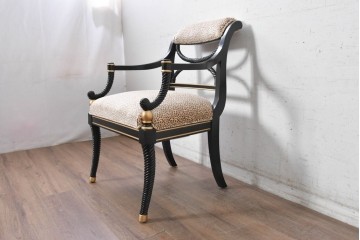 中古　美品　アメリカ最高級ブランド　CENTURY(センチュリー)　ロープツイスト装飾とアンテロープ柄が印象的なサロンチェア　定価約100万円　(R-091343)