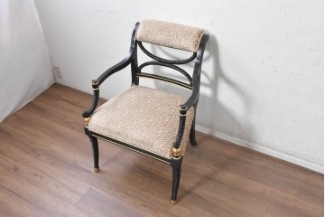 中古　美品　アメリカ最高級ブランド　CENTURY(センチュリー)　ロープツイスト装飾とアンテロープ柄が印象的なサロンチェア　定価約100万円　(R-091343)