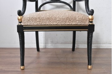中古　美品　アメリカ最高級ブランド　CENTURY(センチュリー)　ロープツイスト装飾とアンテロープ柄が印象的なサロンチェア　定価約100万円　(R-091343)