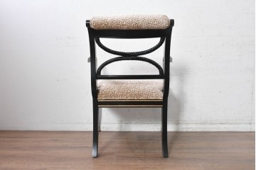 中古　美品　アメリカ最高級ブランド　CENTURY(センチュリー)　ロープツイスト装飾とアンテロープ柄が印象的なサロンチェア　定価約100万円　(R-091343)
