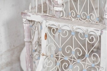 フランスアンティーク　1900年から1920年頃　繊細なワイヤー装飾が目を引く鳥かご　(R-091354)