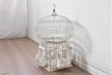 フランスアンティーク　1900年から1920年頃　繊細なワイヤー装飾が目を引く鳥かご　(R-091354)
