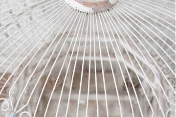 フランスアンティーク　1900年から1920年頃　繊細なワイヤー装飾が目を引く鳥かご　(R-091354)