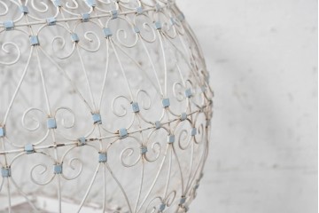 フランスアンティーク　1900年から1920年頃　繊細なワイヤー装飾が目を引く鳥かご　(R-091354)