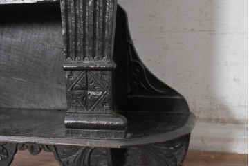 ヨーロッパアンティーク　1800年頃　オーク材　重厚な彫刻が目を引くウォールシェルフ　(R-091355)
